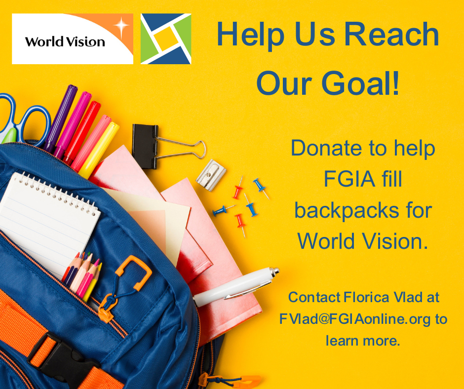 FGIA fills backpacks for World Vision