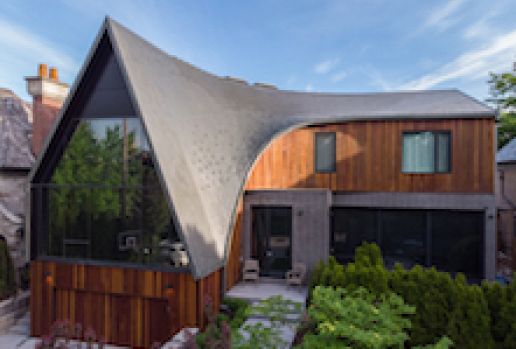 "A-House" imaginative dragon-scale roof