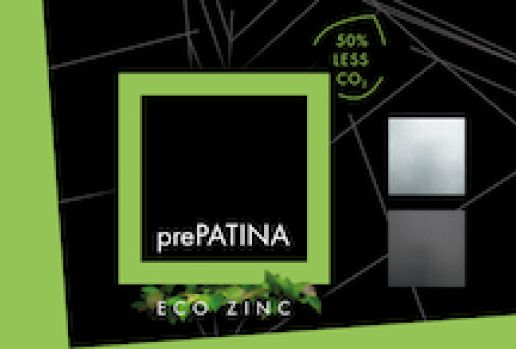 RHEINZINK-prePATINA ECO ZINC material now made with 50% less CO2